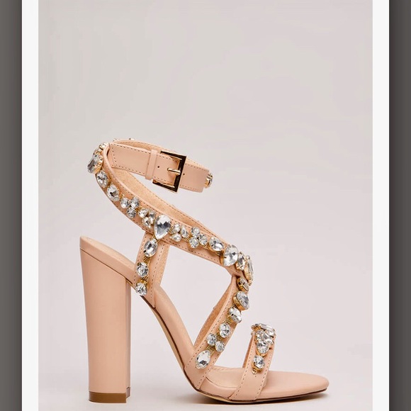 Strappy Faux Jewel Heels- Never Worn - Picture 3 of 3